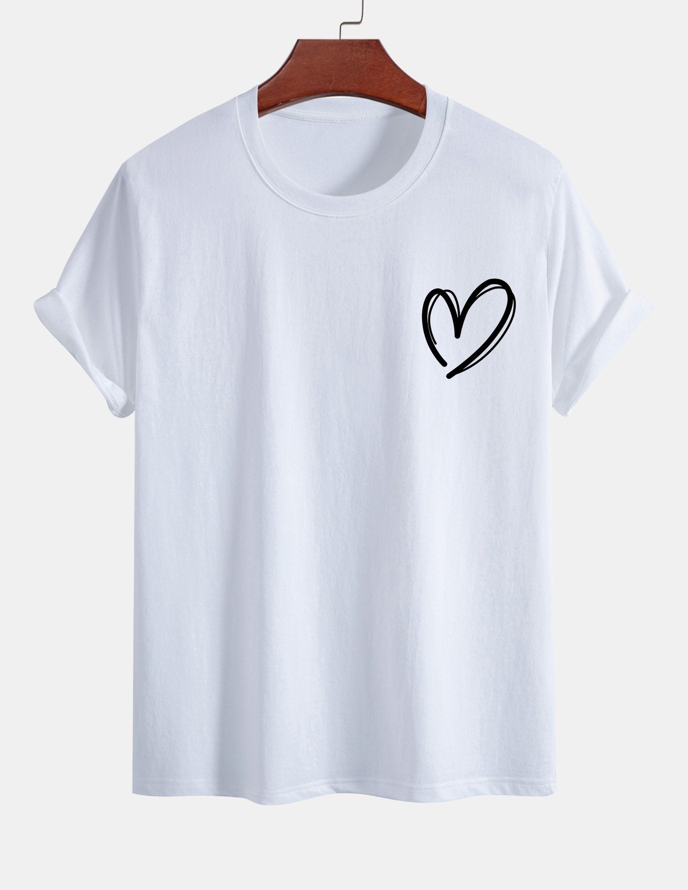 Regular Fit Heart Print Cotton T-Shirt