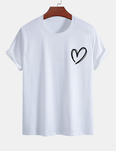 Regular Fit Heart Print Cotton T-Shirt
