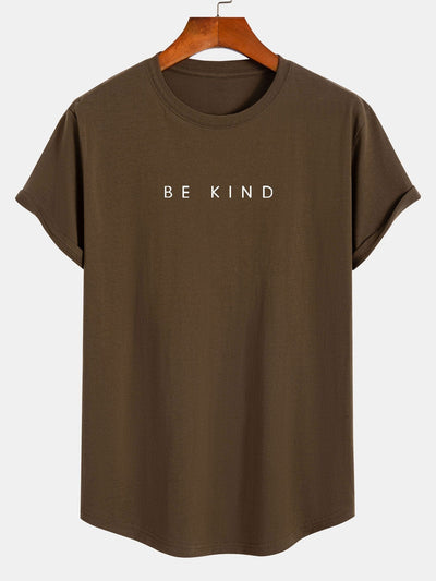 Be Kind Slogan Print Cotton Arc Hem T-Shirt