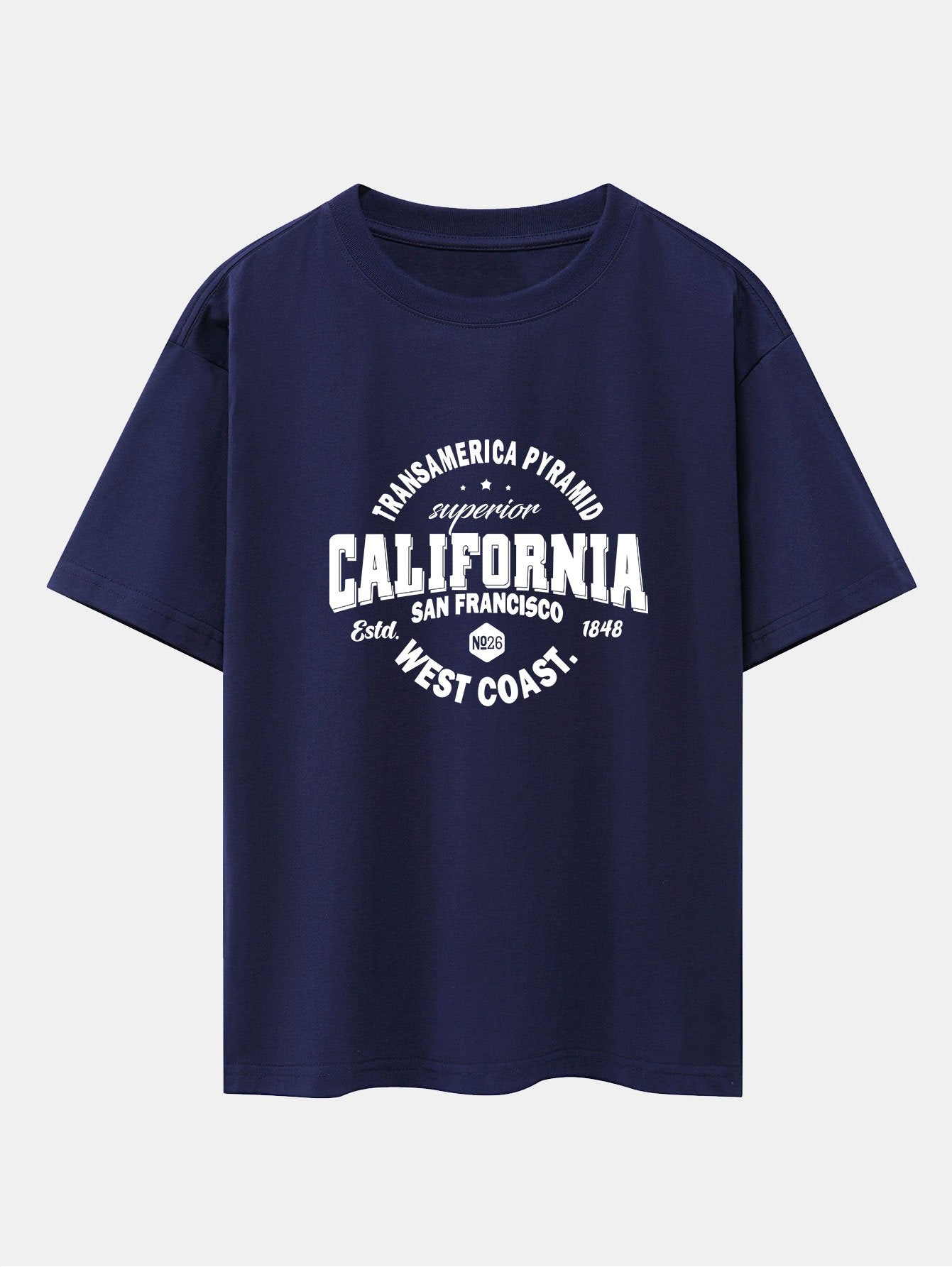 California Slogan Print Drop Shoulder Oversize T-Shirt