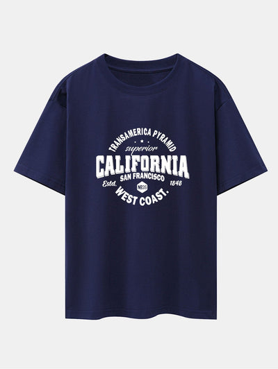California Slogan Print Drop Shoulder Oversize T-Shirt