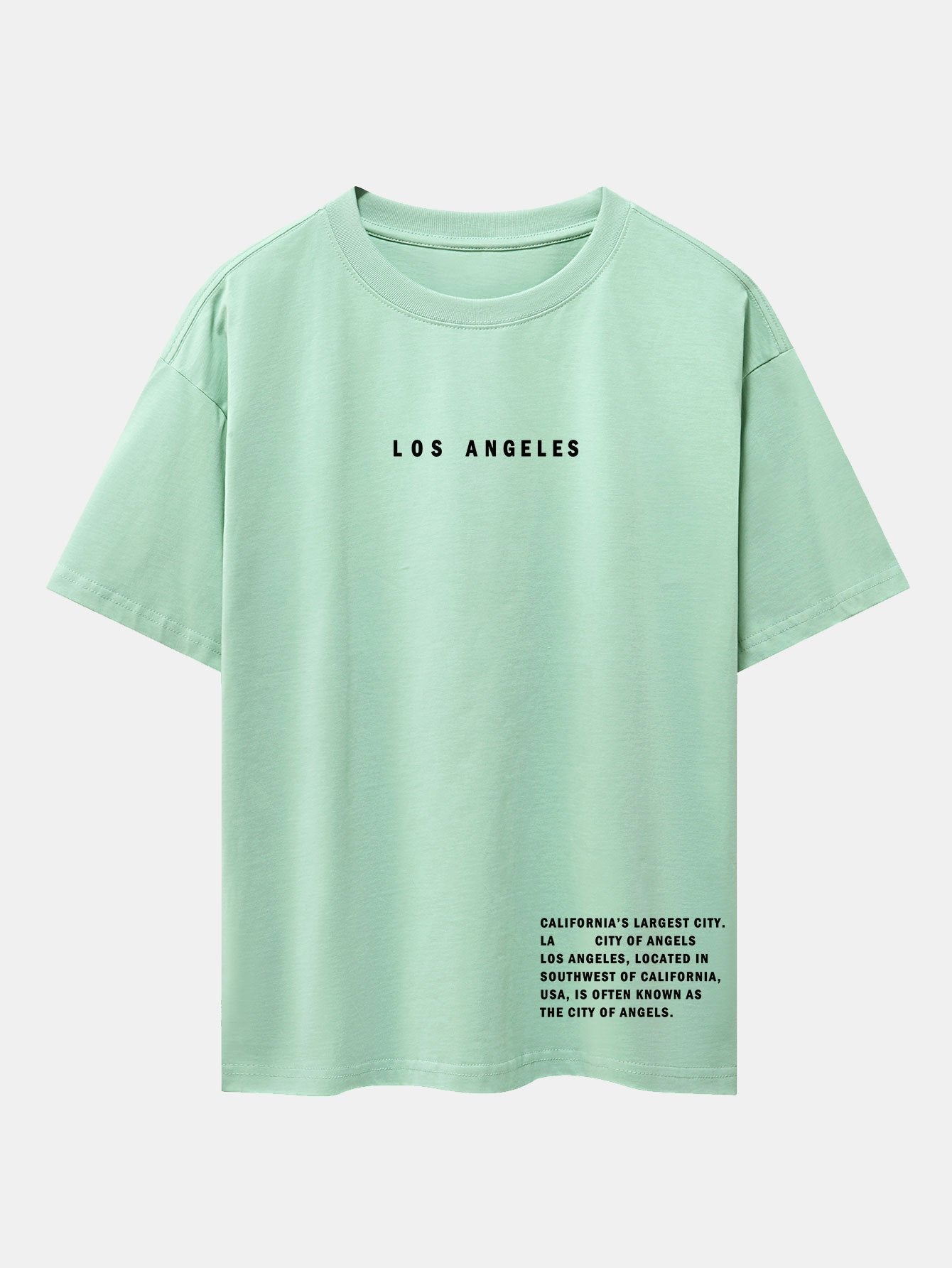 Los Angeles Slogan Print Drop Shoulder Oversize T-Shirt