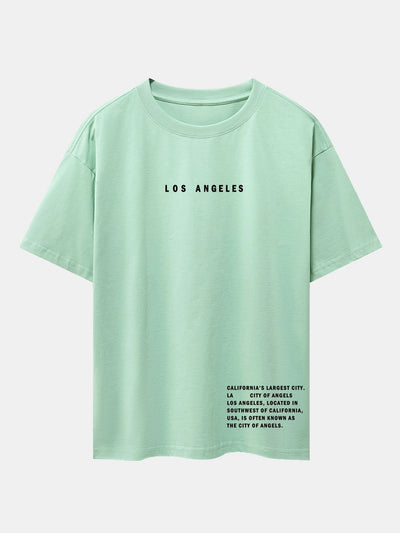 Los Angeles Slogan Print Drop Shoulder Oversize T-Shirt