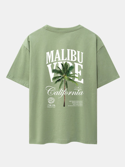 California Palm Tree Back Print Drop Shoulder Oversize T-Shirt
