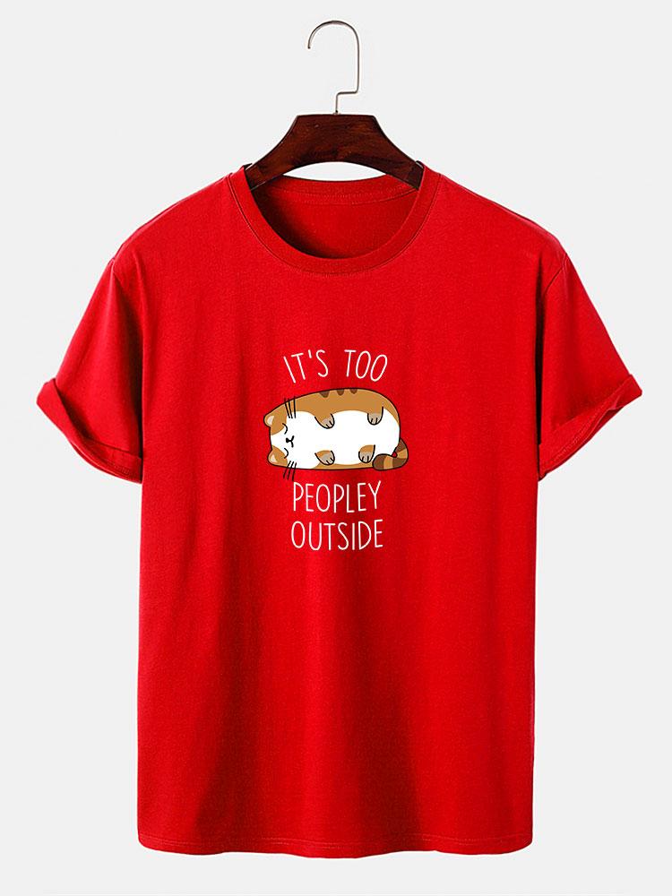 Sleepy Cat Print T-Shirt