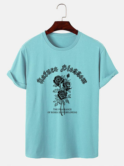 Gothic Style Rose Print T-Shirts