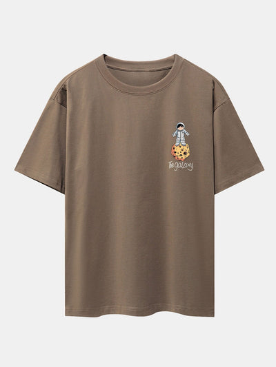Galaxy Astronaut Print Drop Shoulder Oversize T-Shirt