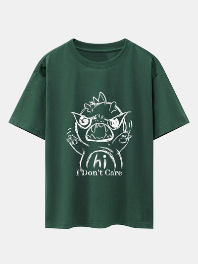 Cartoon Dinosaur Print Drop Shoulder Oversize T-Shirt