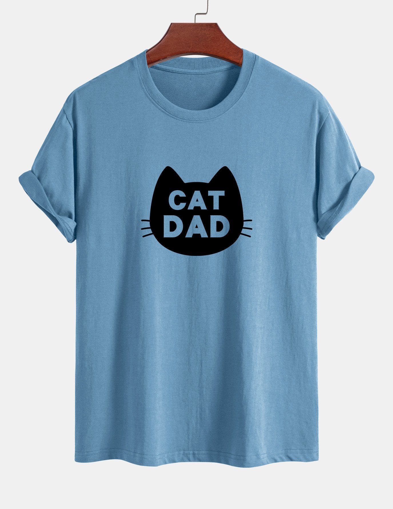 Regular Fit Cat Dad Print Cotton T-Shirt
