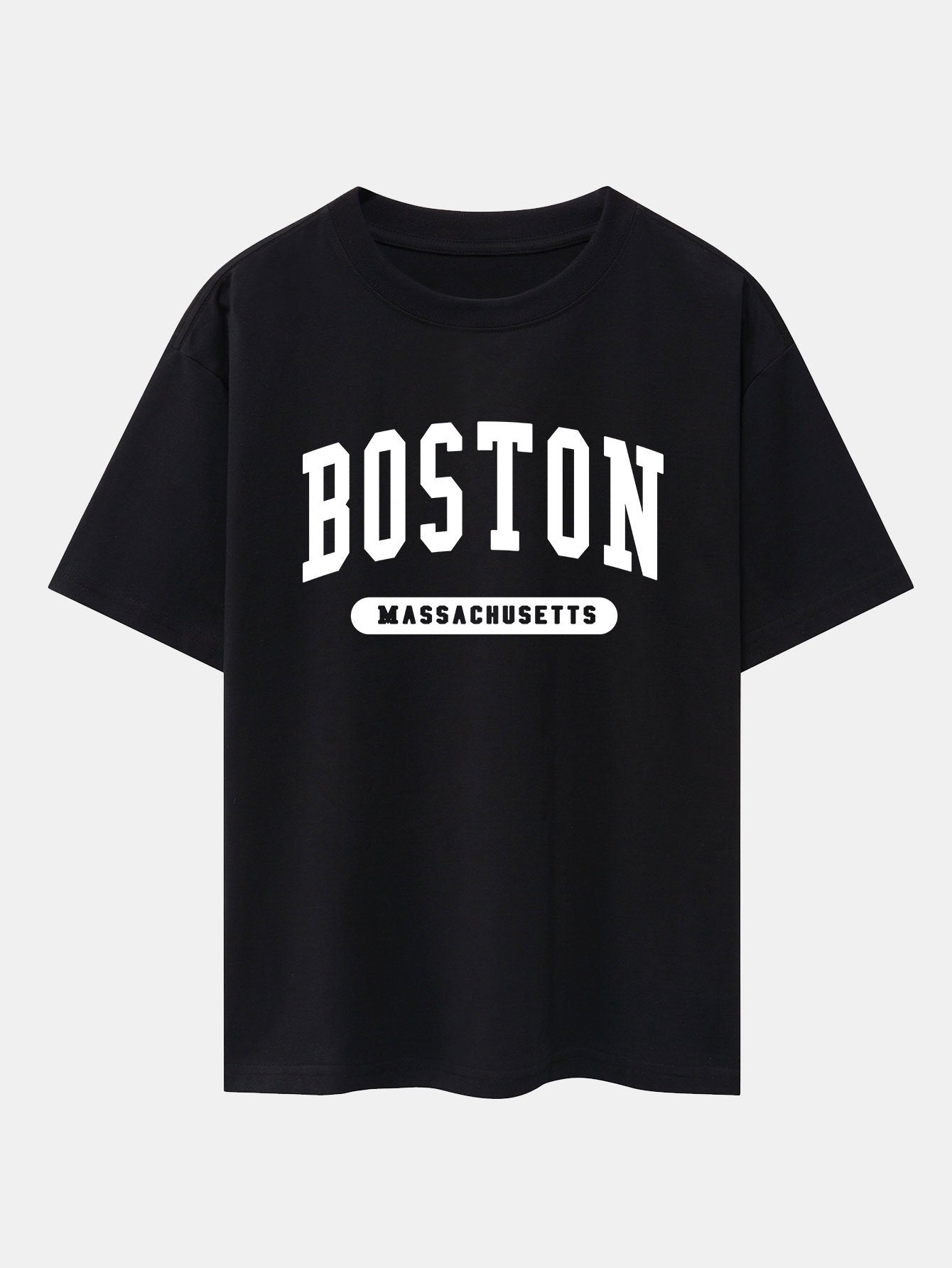 Boston Slogan Print Drop Shoulder Oversize T-Shirt
