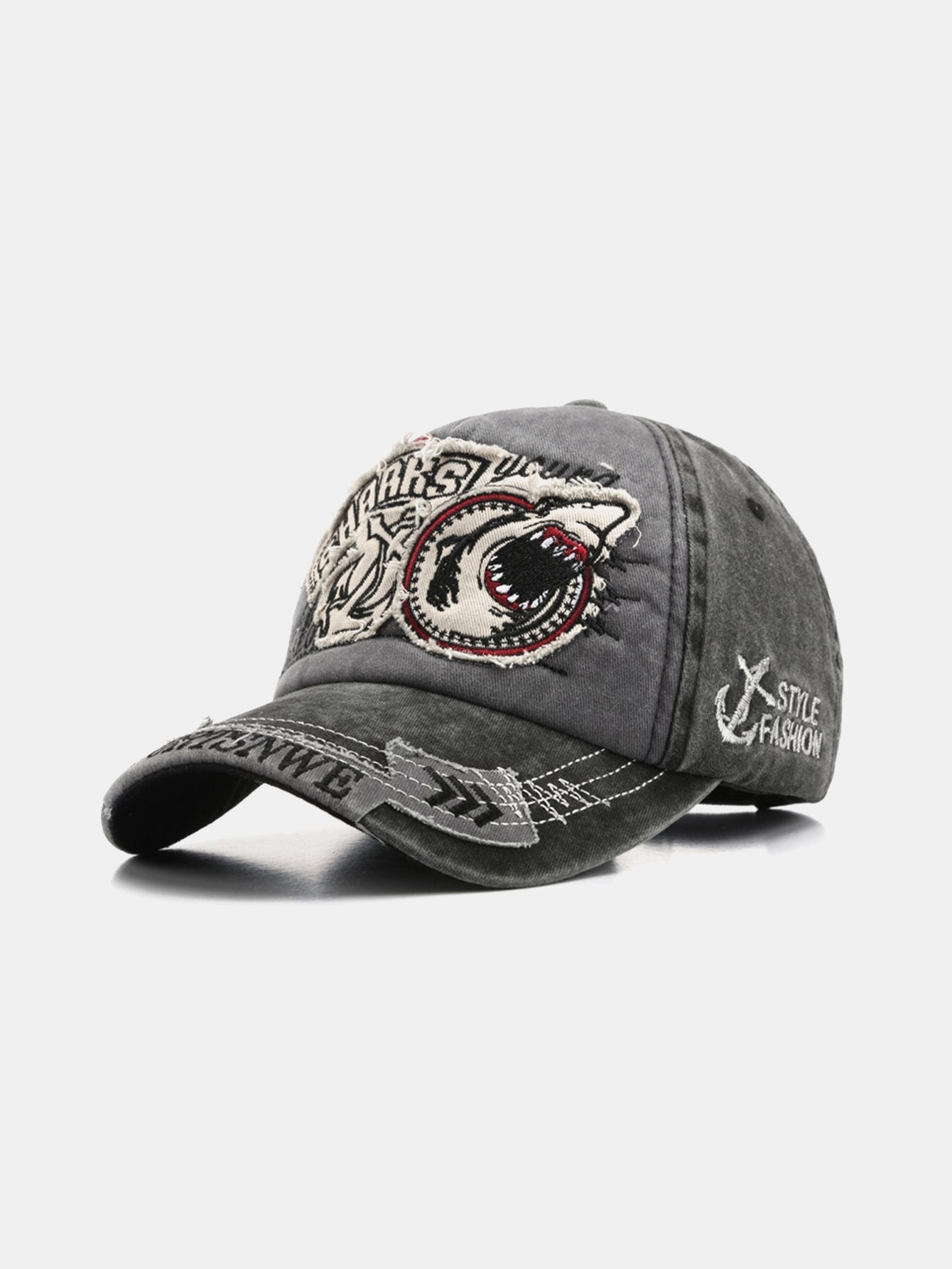 Hip Hop Shark Embroidery Pattern Denim Baseball Cap