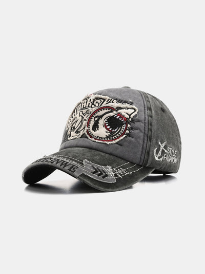 Hip Hop Shark Embroidery Pattern Denim Baseball Cap