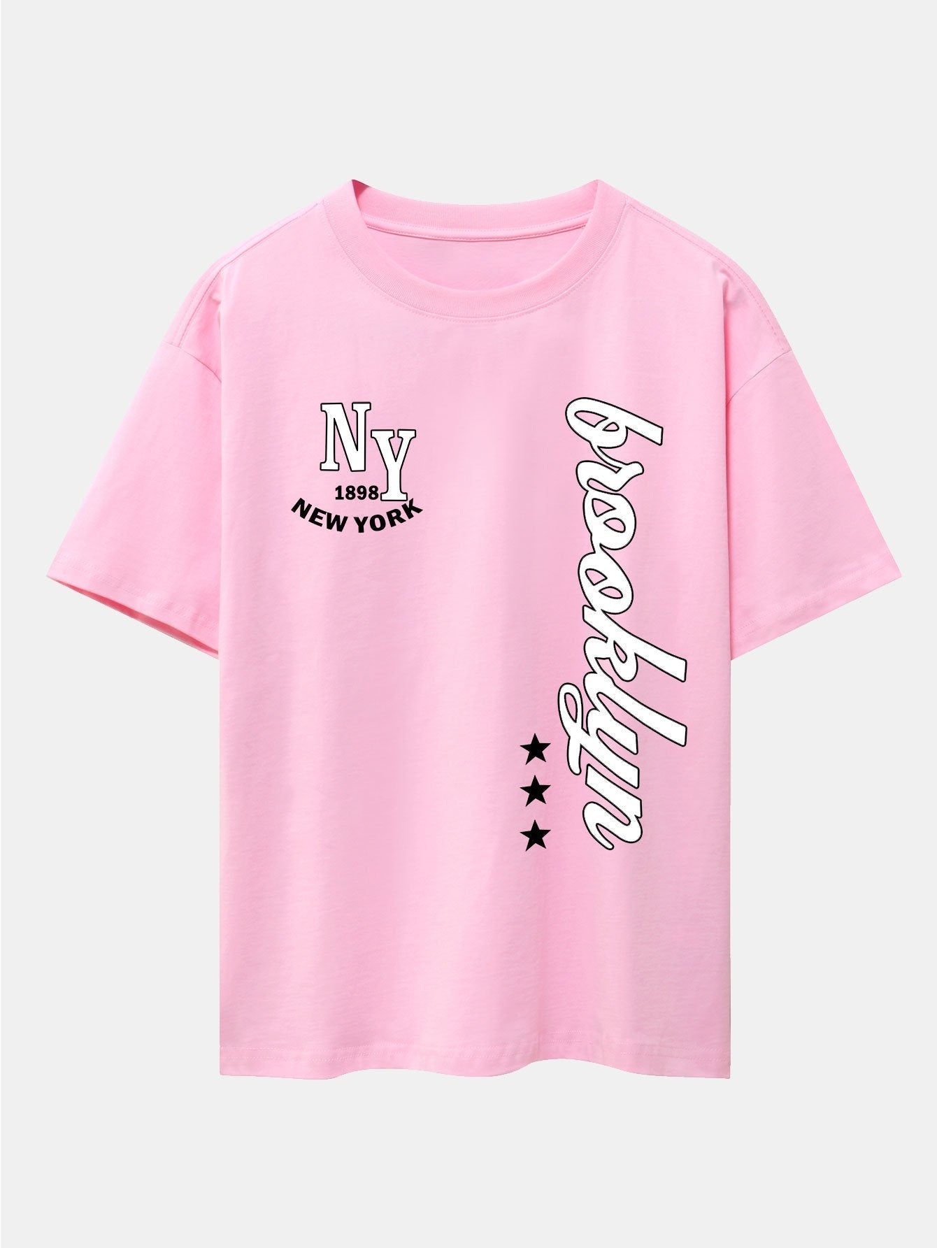 New York Brooklyn Print Drop Shoulder Oversize T-Shirt
