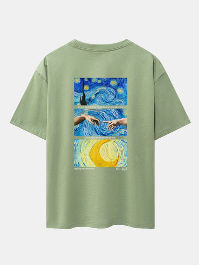 The Starry Night Back Print Drop Shoulder Oversize T-Shirt