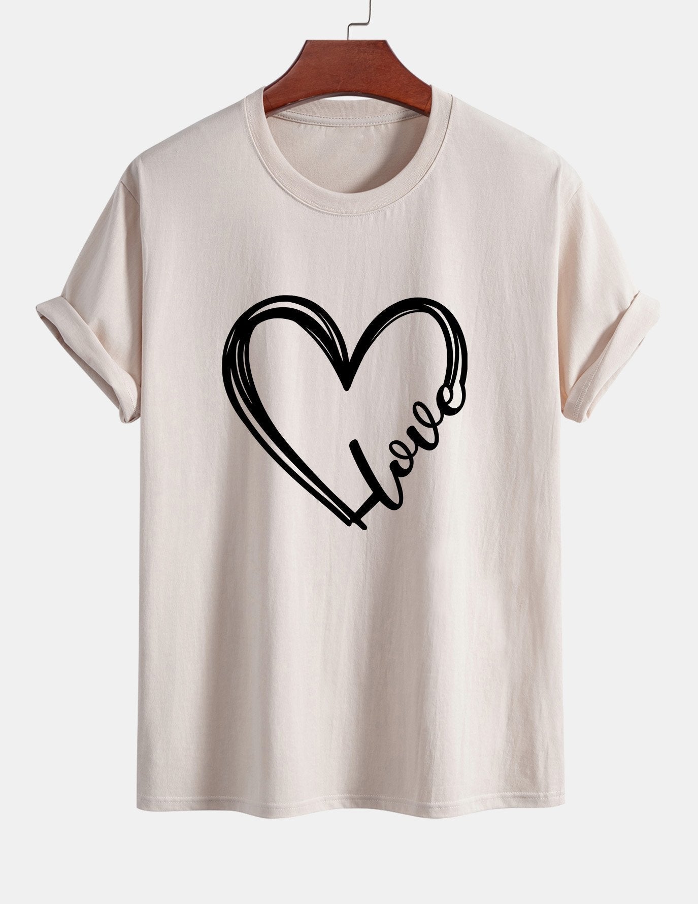 Regular Fit Heart Print Cotton T-Shirt