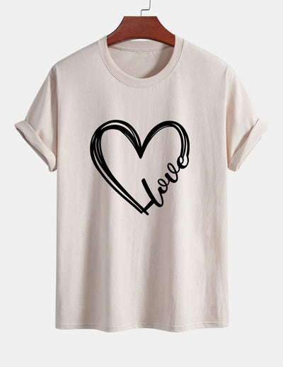 Regular Fit Heart Print Cotton T-Shirt