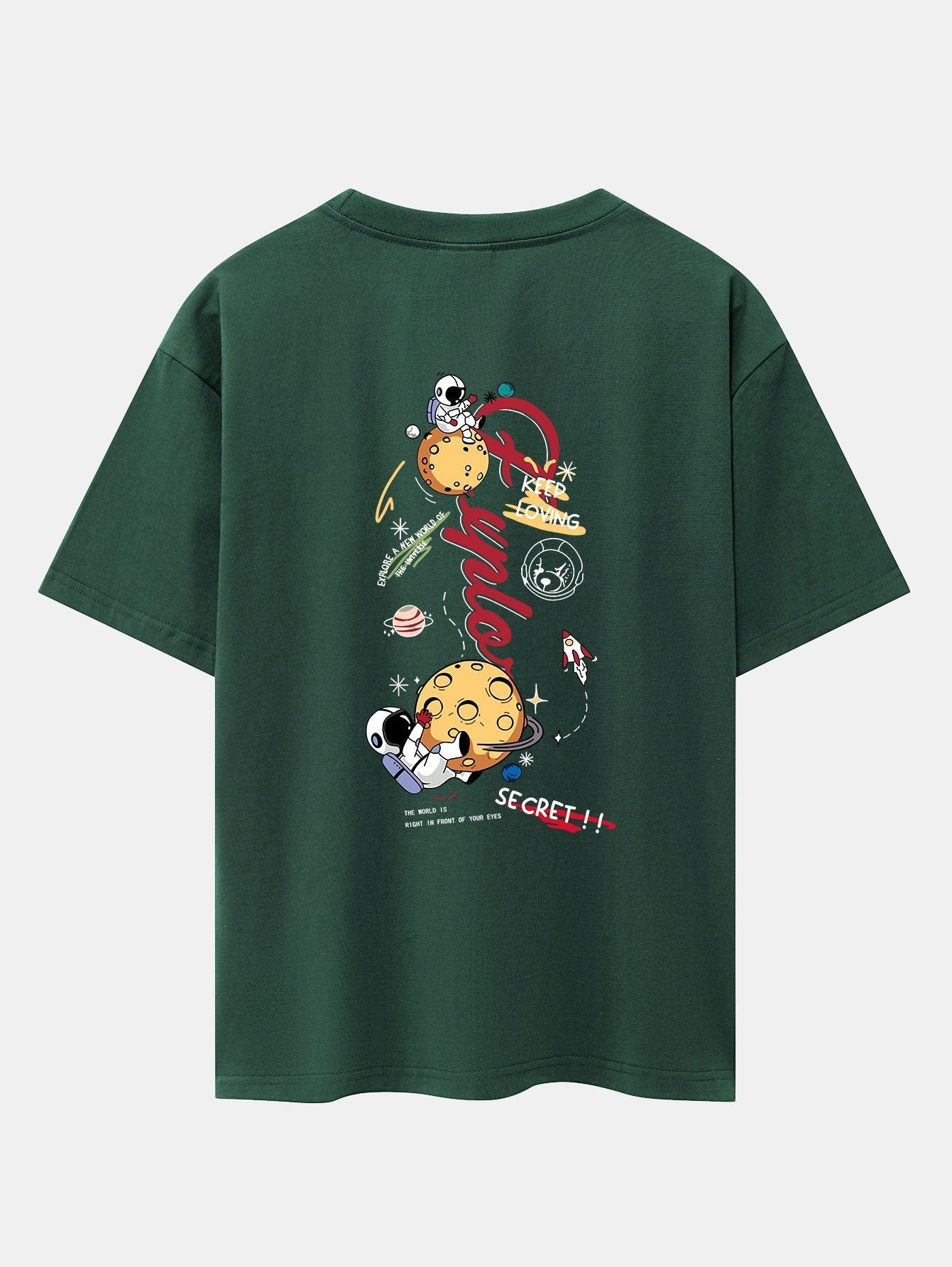 Planet Astronaut Print Drop Shoulder Oversize T-Shirt