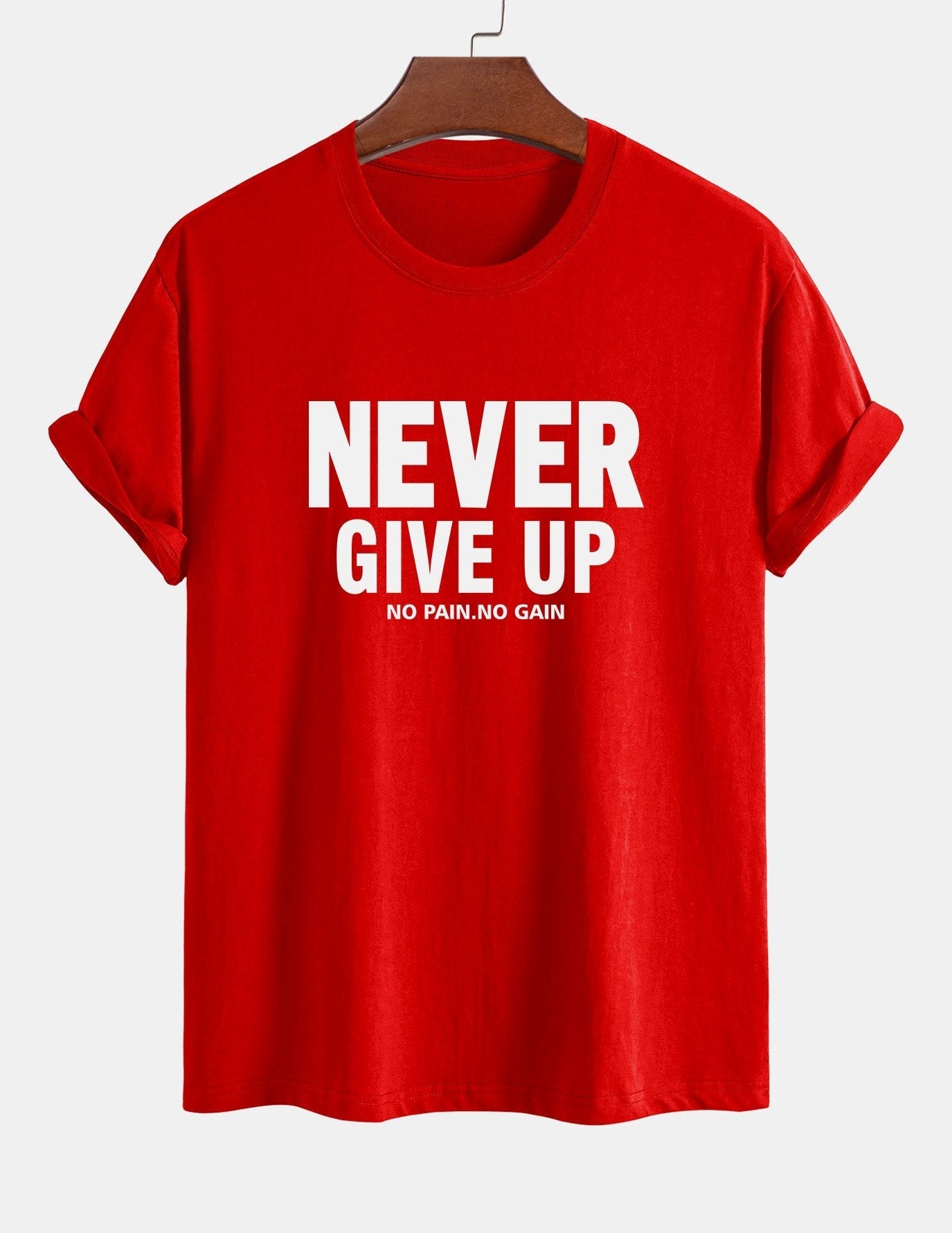 Regular Fit Never Give Up Print Cotton T-Shirt