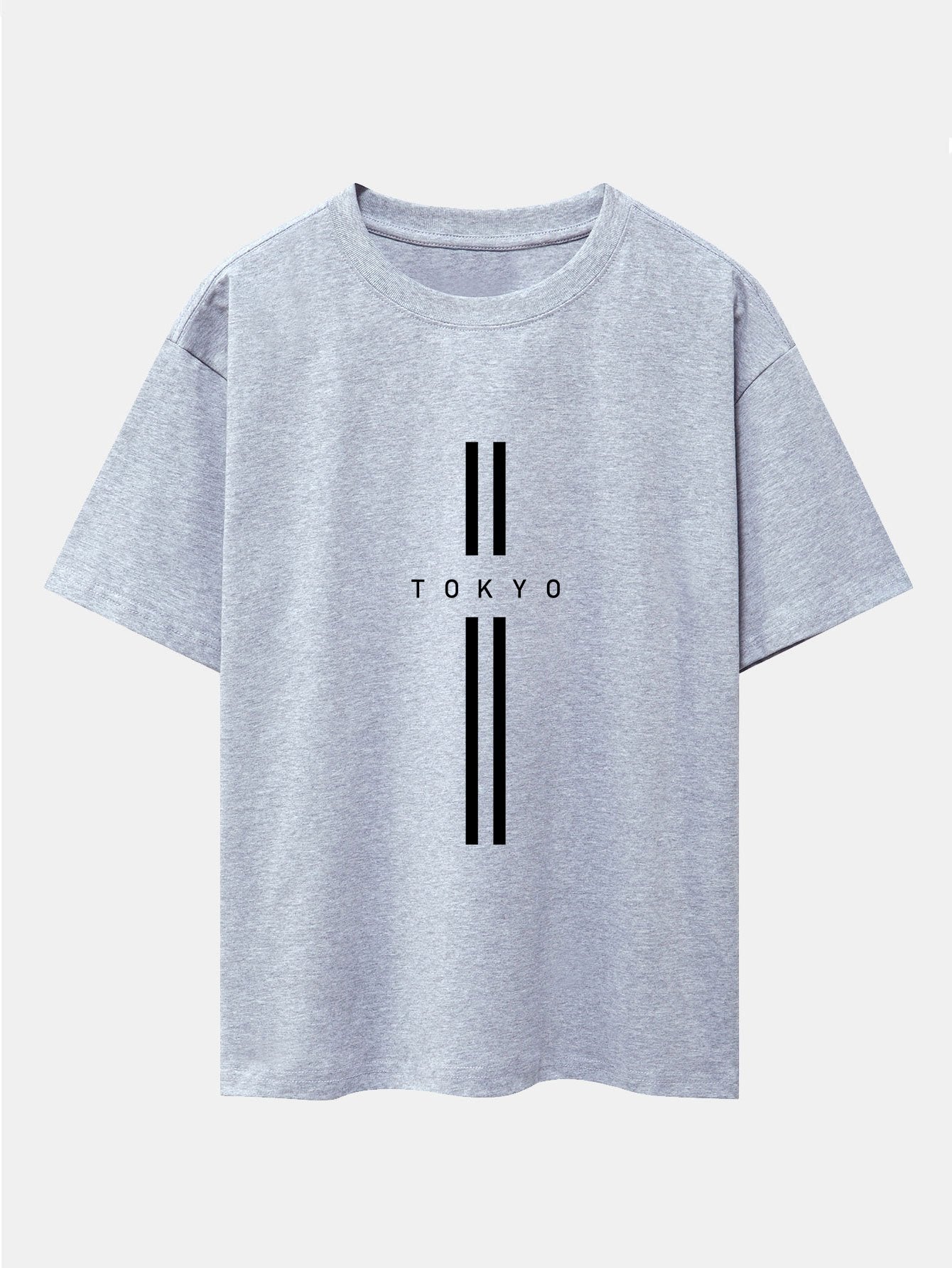 Stripe Tokyo Print Drop Shoulder Oversize T-Shirt