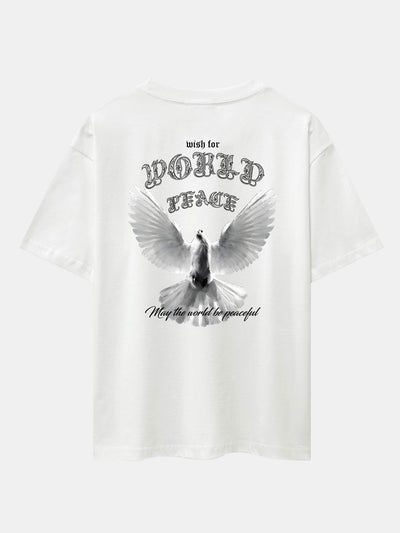 Dove Of Peace Back Print Drop Shoulder Oversize T-Shirt