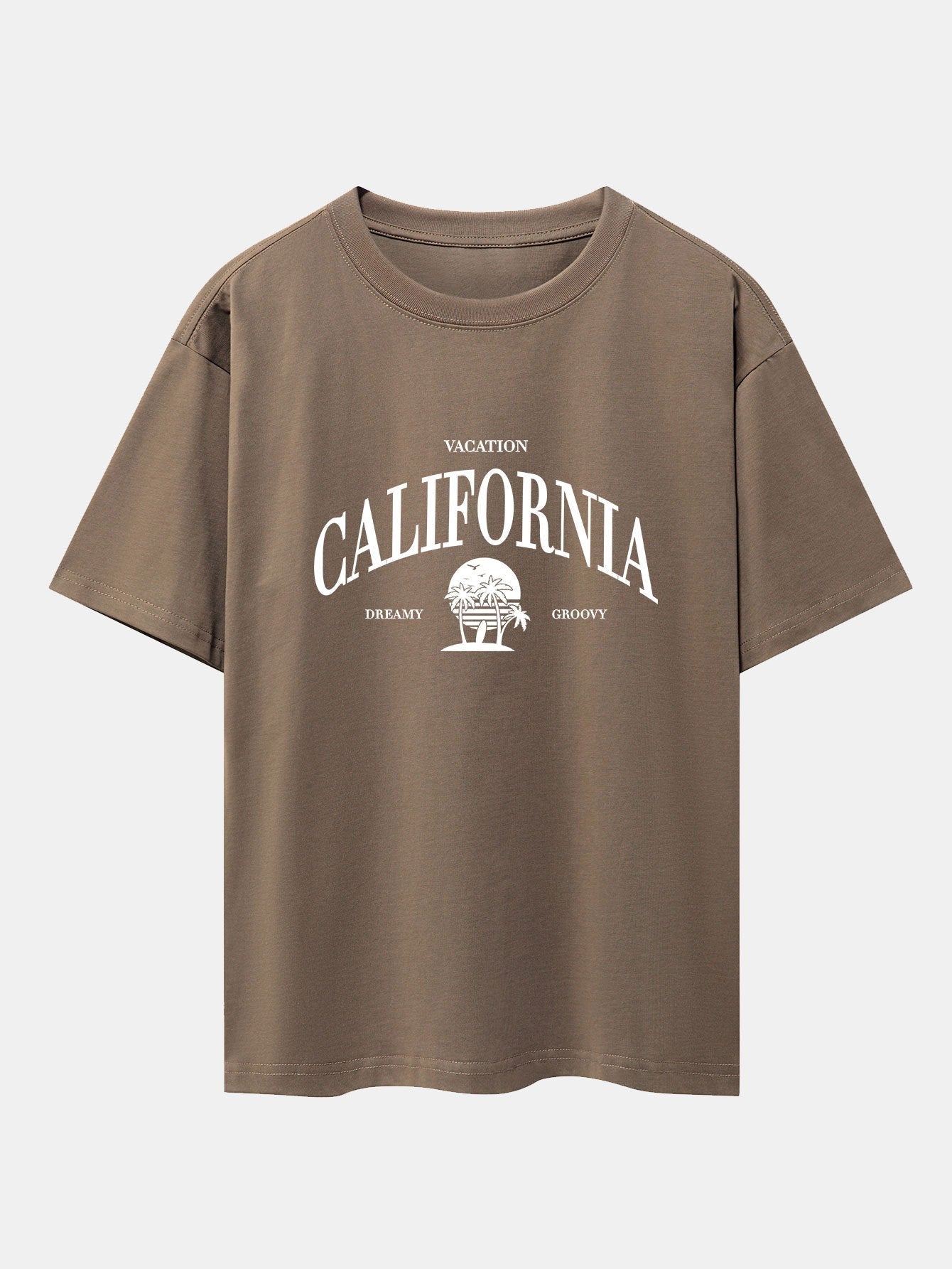California Slogan Print Drop Shoulder Oversize T-Shirt