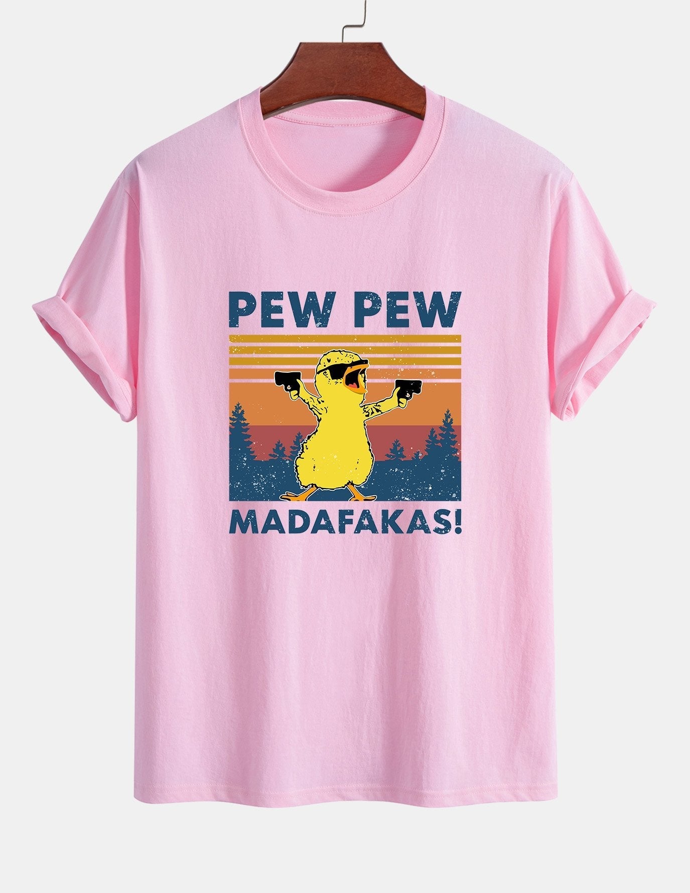 Regular Fit PEW PEW MADAFAKAS Duck Print Cotton T-Shirt