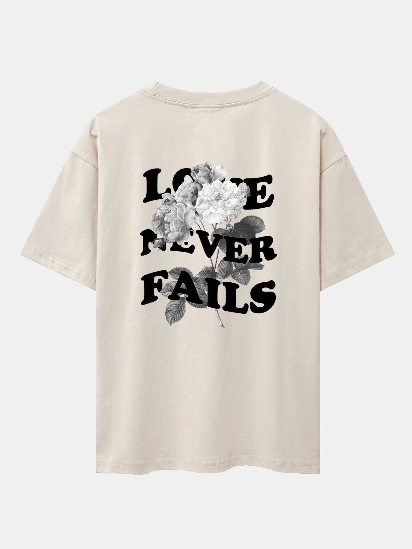 Rose Slogan Back Print Drop Shoulder Oversize T-Shirt