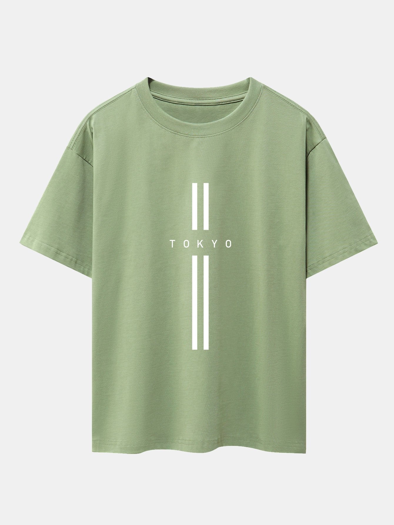 Stripe Tokyo Print Drop Shoulder Oversize T-Shirt
