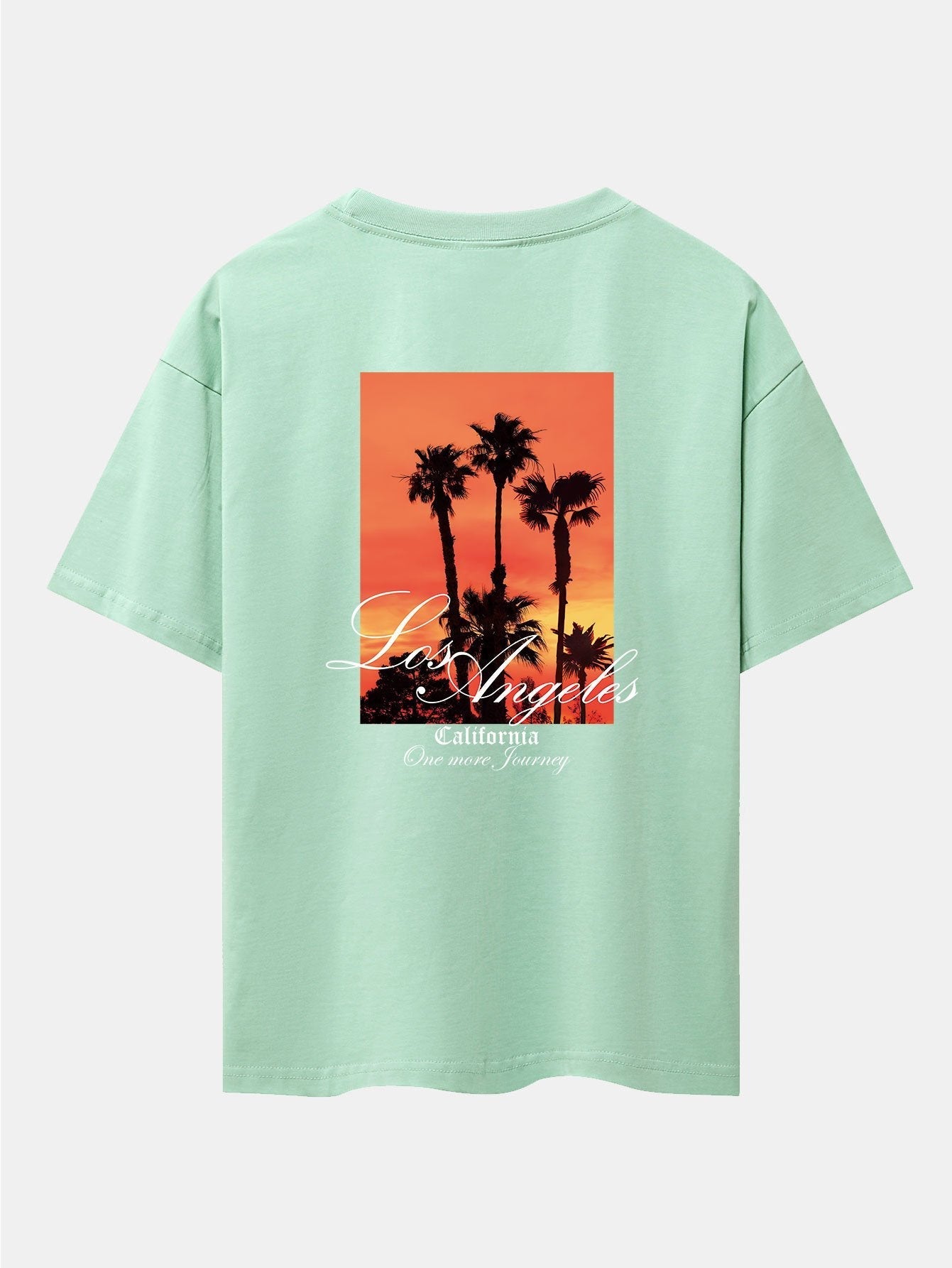 Los Angeles Palm Trees Back Print Drop Shoulder Oversize T-Shirt