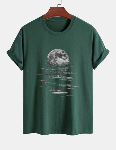 Regular Fit Moon Print Cotton T-Shirt