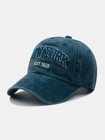 New York Embroidery Washed Distressed Cotton Baseball Cap