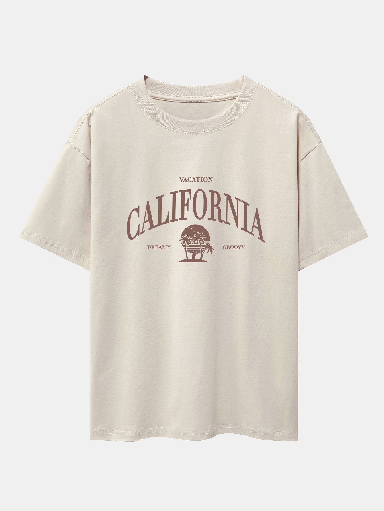 California Slogan Print Drop Shoulder Oversize T-Shirt