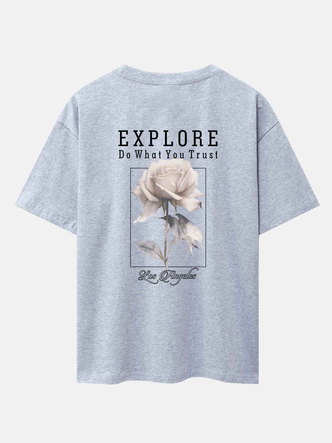 Rose Slogan Back Print Drop Shoulder Oversize T-Shirt