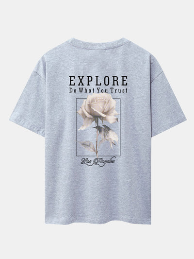 Rose Slogan Back Print Drop Shoulder Oversize T-Shirt