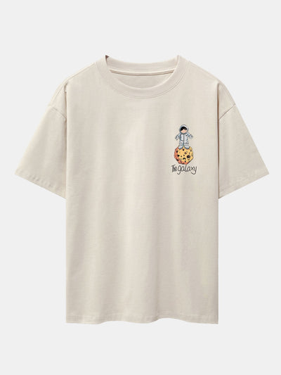 Galaxy Astronaut Print Drop Shoulder Oversize T-Shirt