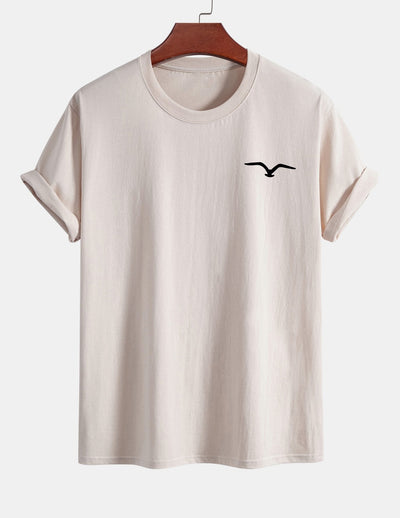 Regular Fit Seagull Print Cotton T-Shirt