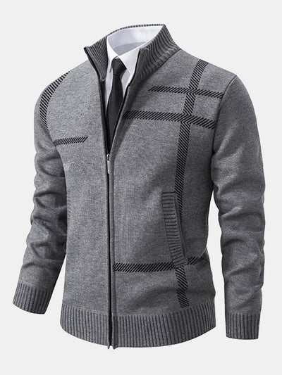 Striped Pattern Zip Sweater