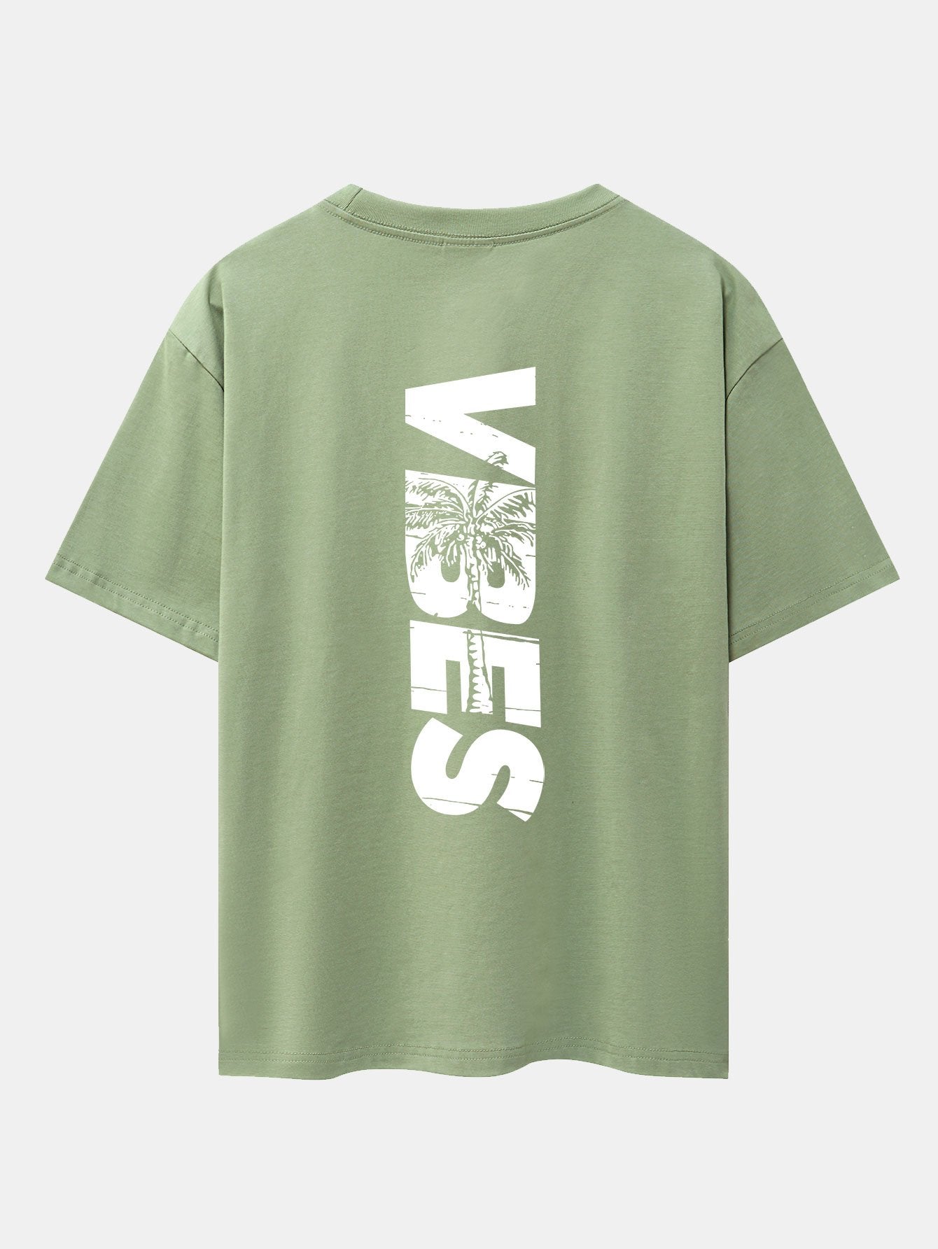 Palm Tree Vibes Slogan Back Print Drop Shoulder Oversize T-Shirt