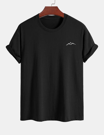 Regular Fit Mountains Print Cotton T-Shirt