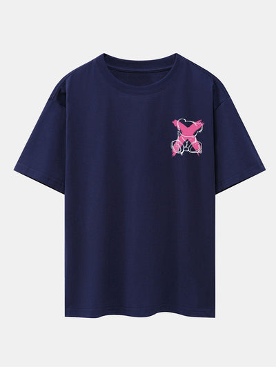 Graffiti Bear Print Drop Shoulder Oversize T-Shirt