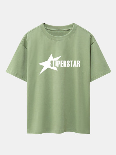 Superstar Print Drop Shoulder Oversize T-Shirt