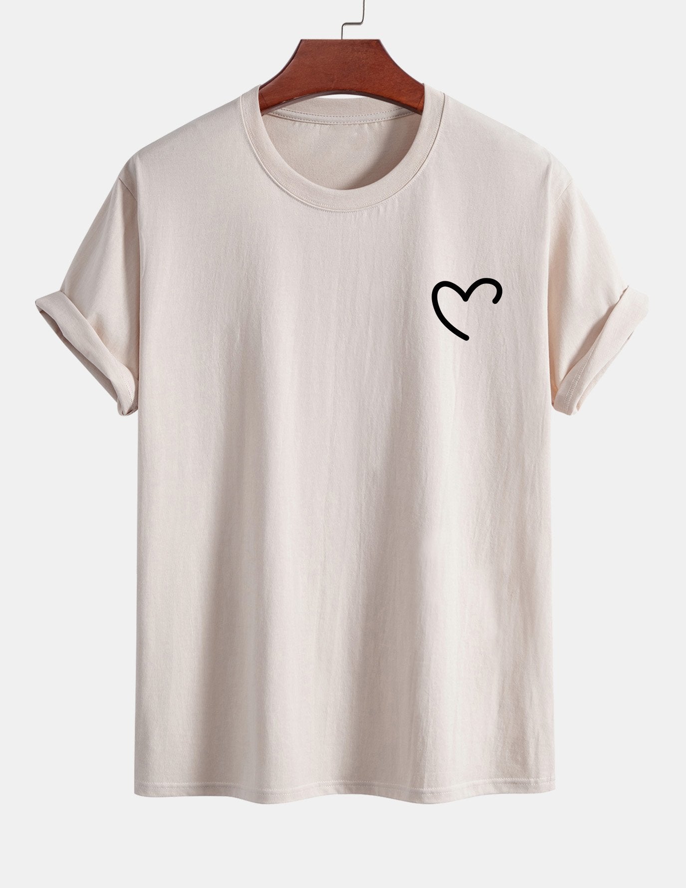 Regular Fit Heart Print Cotton T-Shirt