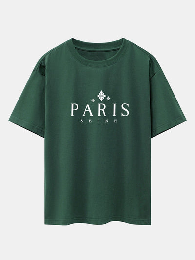 Paris City Print Drop Shoulder Oversize T-Shirt