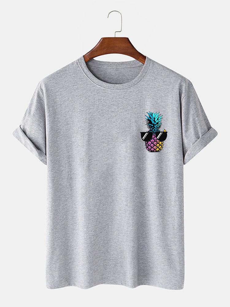 Pineapple With Sunglasses Print T-Shirt