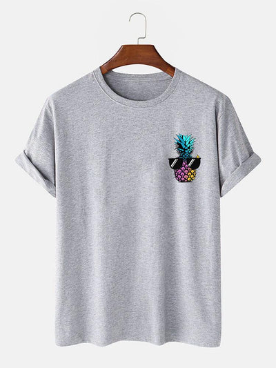 Pineapple With Sunglasses Print T-Shirt