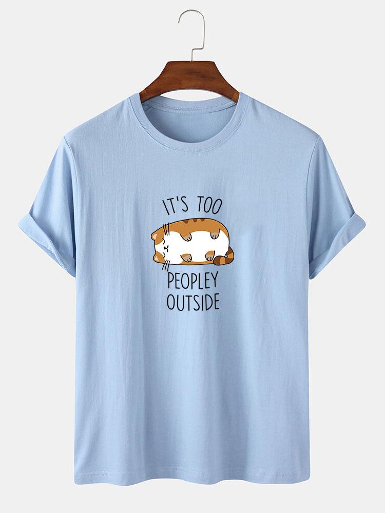 Sleepy Cat Print T-Shirt