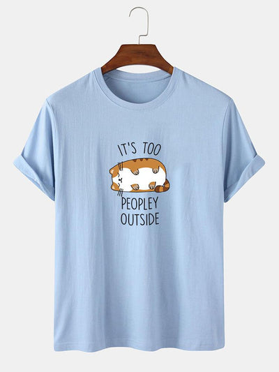 Sleepy Cat Print T-Shirt