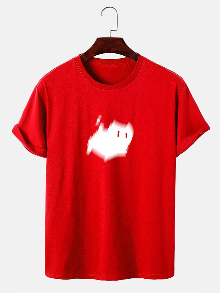 Scared Cat Print T-Shirt