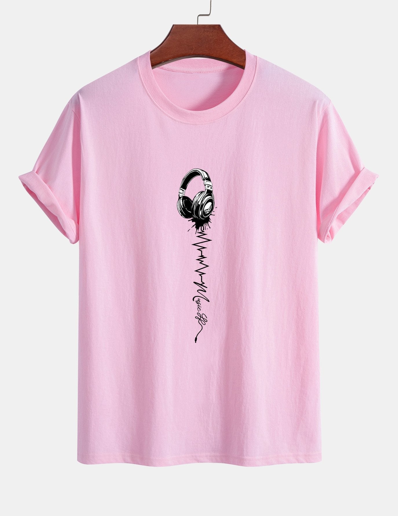 Regular Fit Earphone Print Cotton T-Shirt