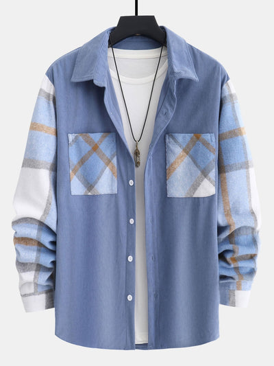 Plaid Corduroy Patchwork Shirt